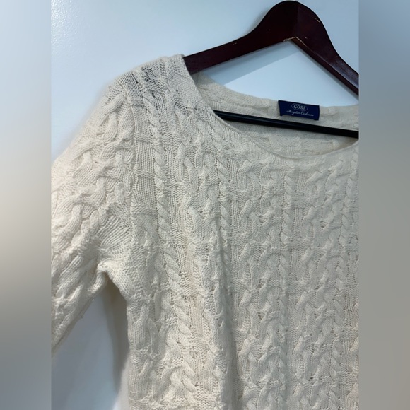 100% Mongolian Cashmere cable knit sweater in cream/off white—SO soft! XS/S - Picture 10 of 10